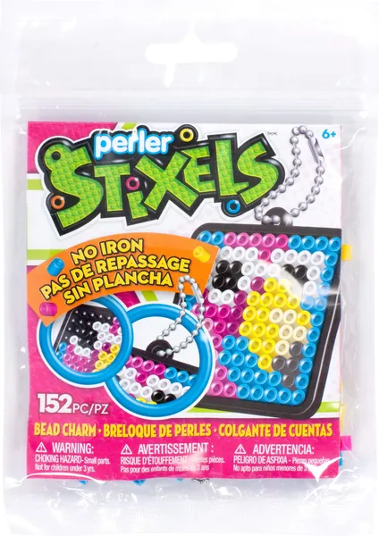 Perler Beads No Iron Stixels Craft Kit for Kids, Flamingo Keychain, 152pc. - Flamingo