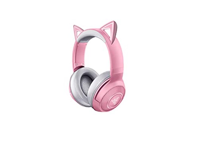 Razer Kraken BT Kitty Edition - Bluetooth Wireless Gaming Headset (The Wireless Cat-Ear Headsets, Chroma RGB Lighting, Internal Beamforming Microphone, 40 mm Driver, Earcup Controls) Quartz Pink - Kraken Kitty BT - Quartz Pink
