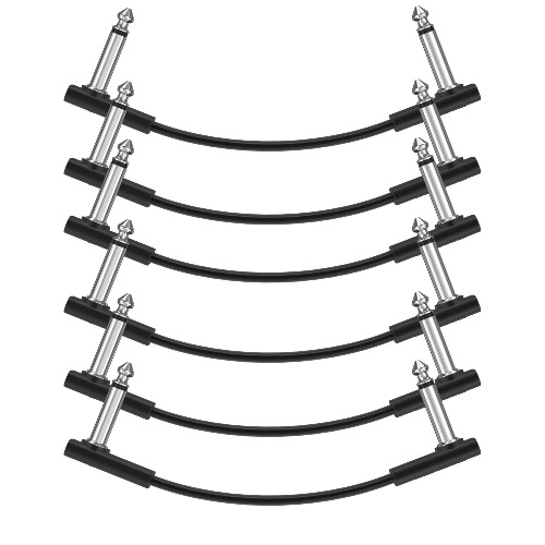 Donner Flat Patch Cables for Guitar Effect Pedal 6 Inch Save Space Clear Sound 1/4" TS Right Angle 6 Packs