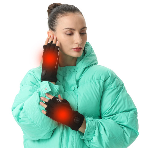 Rechargeable Wireless Fingerless Heated Writing Gloves，Heated Work Gloves for Men and Women,USB Heated Gloves Suitable for Work, Play, Ski, Bike, Hiking, Outdoor Adventure - 4.1*6.7 ing（S）