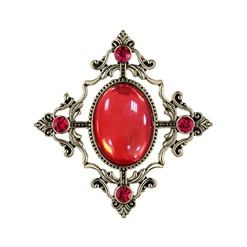 Halloween Vintage Geometric Shape Brooches for Women Girls Clothes Pins Party Favors Victorian Cameo Pin Red Oval Resin Rhinestone Brooches Costume Jewelry for Women B19A