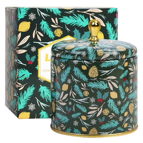 Pine Scented Candles for Home, Balsam & Cedar Fir 100% Soy Candles Scented, Highly Scented Aromatherapy Candles, 50 Hours Long Burning, Christmas Holiday Candles Gift,7.05oz