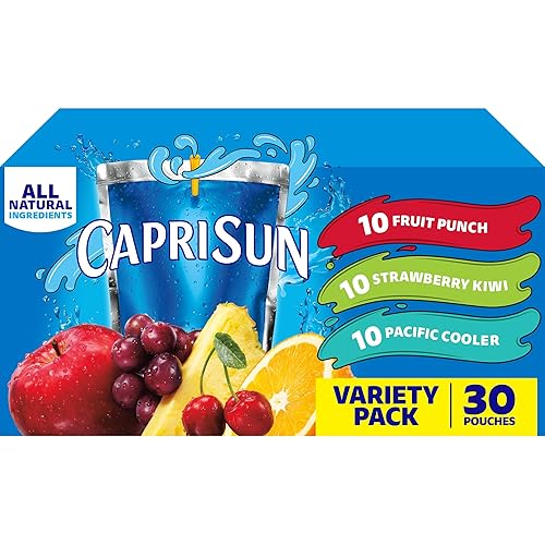 Capri Sun Fruit Punch, Strawberry Kiwi and Pacific Cooler Flavored Juice Drink Blend Variety Pack, 30 ct Box, 6 fl oz Pouches - Variety Pack