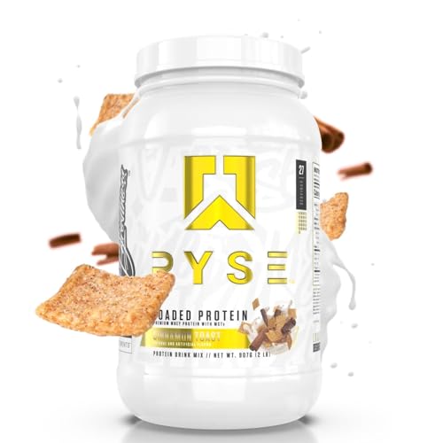 Ryse Loaded Protein Powder | 25g Whey Protein Isolate & Concentrate | with Prebiotic Fiber & MCTs | Low Carbs & Low Sugar | 27 Servings (Cinnamon Toast) - Cinnamon Toast - 27 Servings (Pack of 1)