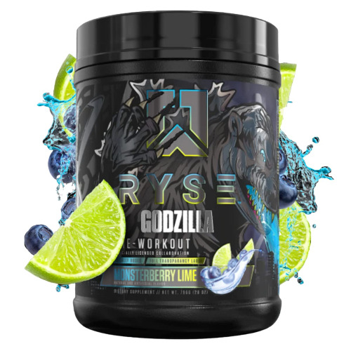 RYSE Signature Series GODZILLA Pre Workout | Pump, Energy, Strength, and Focus | Citrulline, Beta-Alanine, Caffeine | 40 Servings (Monsterberry Lime) - Monsterberry Lime