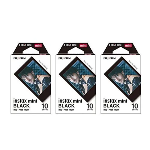 Fujifilm Instax Mini Instant Film BLACK FRAME 3-PACK BUNDLE SET , Film Black Frame ( 10 x 3 ) for Mini 90 8 70 7s 50s 25 300 Camera SP-1 Printer