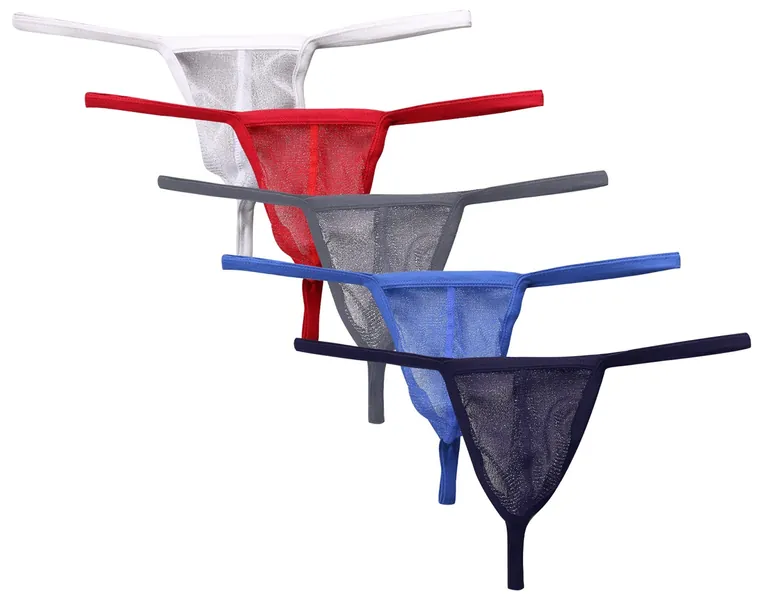 FEOYA Mens G-string Thong Underwear Low Waist Perspective Mesh Brief Bikini Men Thongs Underwear
