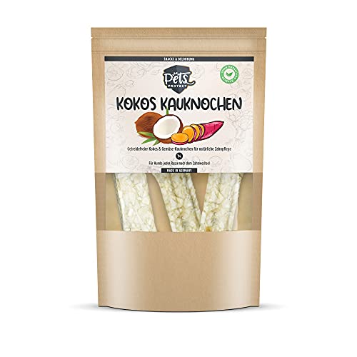 KOKOS KAUKNOCHEN für Hunde | Aus reinem Kokosmark & Süßkartoffeln | Getreidefrei | Keine künstlichen Zusätze | Für natürliche Zahnpflege | Vitamin- & Vitalstoffreich | 3 Stück | Deutsche Herstellung