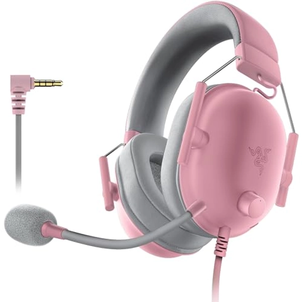Razer BlackShark V2 X Gaming Headset: 7.1 Surround Sound - 50mm Drivers - Memory Foam Ear Cushions - for PC, PS4, PS5, Switch, Xbox One, Xbox Series X|S, Mobile - 3.5mm Audio Jack - Quartz Pink - Quartz Pink - 3.5mm - Headset