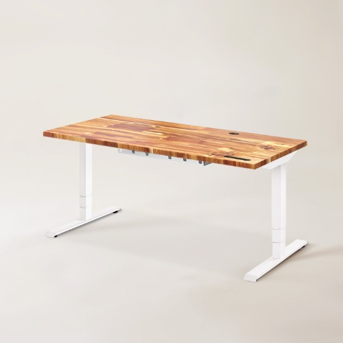 Standing Office Desk - L (71" × 29") / White / Acacia