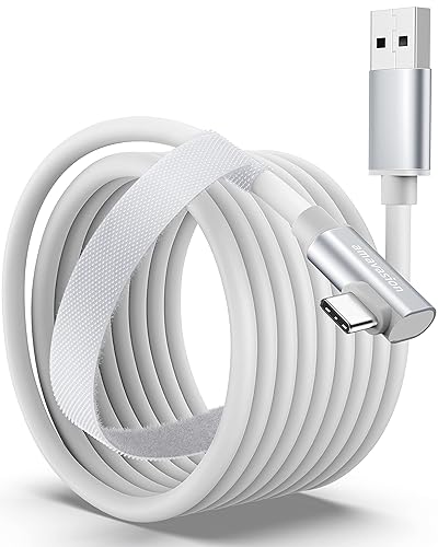 Amavasion Link Cable 20FT Compatible with Oculus/Meta Quest 2/3/3S Accessories and PC/Steam VR,High Speed PC Data Transfer USB 3.0 to USB C Cable for VR Headset and Gaming PC(White 20FT) - White 20FT