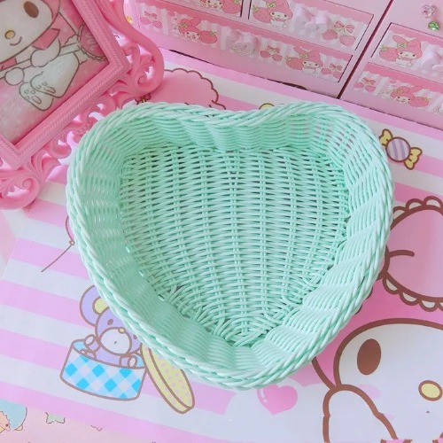 Kawaii Wicker Storage Baskets - Green