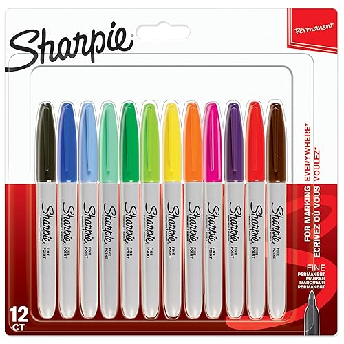 Sharpie Permanent Markers | Fine Point for Bold Details | Assorted Colours | 12 Count - fun colours - 12 count