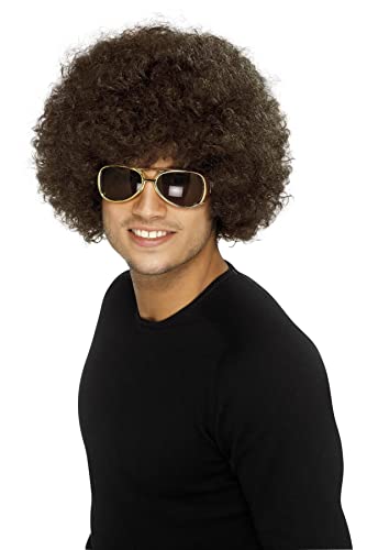 Smiffys 70's Funky Afro Wig - Brown(Size: One size) - Brown - One Size