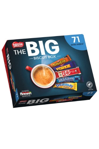 Nestle - The Big Biscuit Box, 71 x Chocolate Bars – Kitkat, Yorkie, Toffee Crisp, Breakaway, Blue Riband I Chocolate Biscuit Sharing Gift, 1.4KG of chocolate – Mother’s Day gift