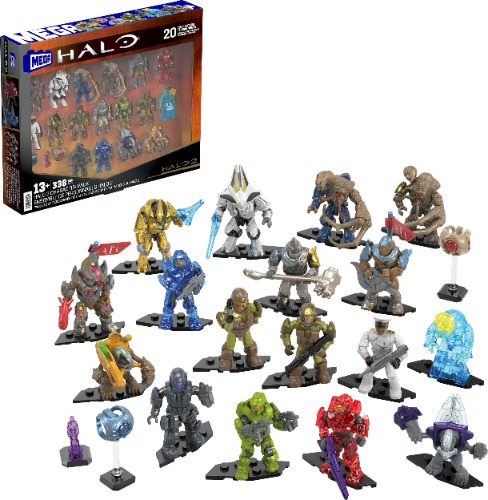 Mega Halo actionfigurer byggleksaksset, karaktärspaket med 338 stycken, möjlig artikulering, 5 cm hög, barn eller vuxna samlarobjekt