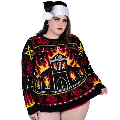 Metal Church Fire Knit Christmas Sweater - 2X / Black