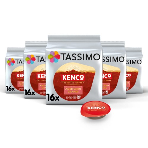 Tassimo Kenco Americano Grande XL Coffee Pods x16 (Pack of 5, Total 80 Drinks)