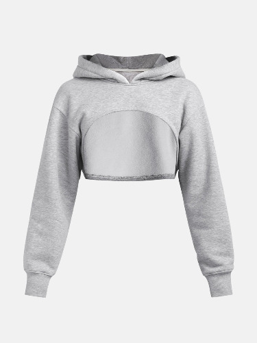 Polar Fleece Cropped Shrug Hoodie - Grey / XL