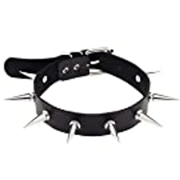 Trendy Punk PU Leather Alloy Spike Rivet Choker Necklace em colares gargantilha for Unisex Rock Night Club Collar