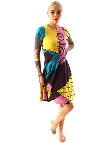 Disney Nightmare Before Christmas Sally Women's Short Sleeve Costume Dress - Medium - Multicoloured