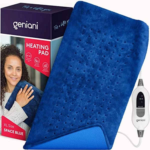 GENIANI XL Heating Pad for Back Pain & Cramps Relief, Auto Shut Off, Machine Washable, Heat Pad, Holiday Gifts for All, Gifts for Women, Gifts for Men, Heat Patch (Space Blue) - XL 12"x24" - Space Blue