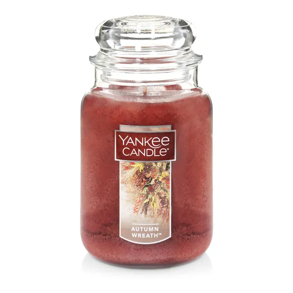 Yankee Candle Autumn Wreath Scented, Classic 22oz Large Jar Single Wick Candle, Over 110 Hours of Burn Time