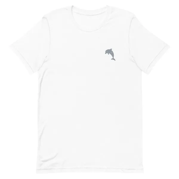 Dolphin Icon Embroidered T-Shirt by ICONSPEAK - White / S