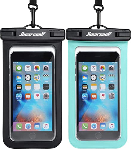 Hiearcool Waterproof Phone Pouch, Waterproof Phone Case for iPhone 15 14 13 12 Pro Max XS Samsung, IPX8 Cellphone Dry Bag Beach Essentials 2Pack-8.3" - Black & Green