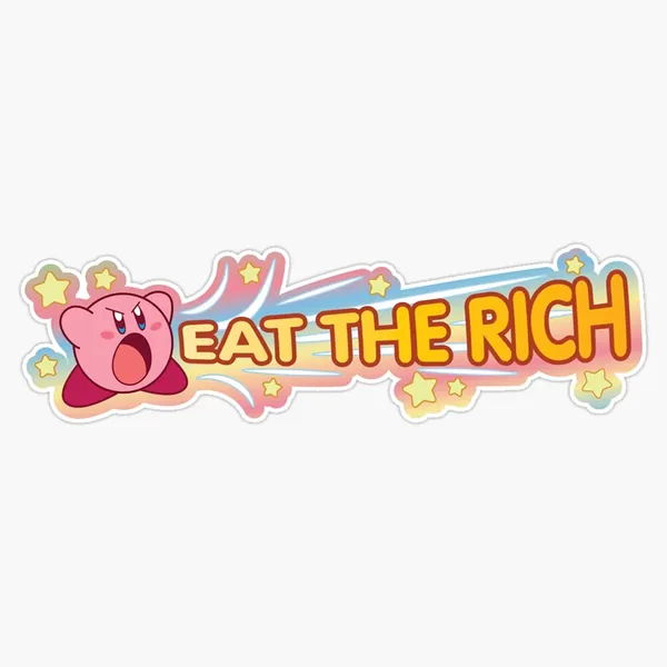 Generic Magnet Kirby Eat The Rich Wide - Rainbow Background Magnet Bumper Sticker Car Magnet Flexible Reuseable Magnetic Vinyl 5inch