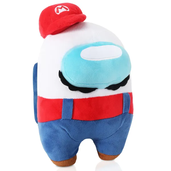 11 Inch Plush Toys, Soft Stuffed Plushie Doll Space Figure Toys with Bulging Eyes, Best Gifts for Game Fans and Kids Birthday - White+blue