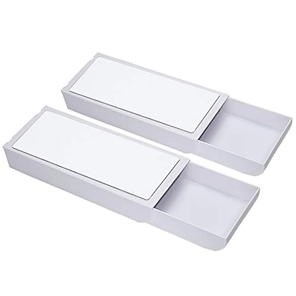 FYSL 2 Pcs Premium Drawer Pen Box, Hidden Desktop Organizer, Self-Adhesive Drawer Pencil Tray, Hidden Under The Table Drawer Storage Box for Office Home School