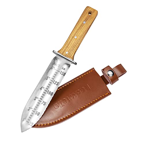 Hori Hori Trowel Knife Japanese Stainless Steel Weeding Knife Garden Landscaping Digging Tool with Sheath for Dividing Plants, Planting Bulbs, Digging Out Weeds, Removing Rocks, Cutting Through Roots - Hori Hori Trowel Knife