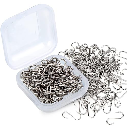 Shappy 300 Pcs Small S Hooks for Hanging Mini Ornament Hooks 0.55 Inch Metal Tiny Mini S Wire Hanger‌ Connectors Miniature Hanger Ornament for Christmas Tree DIY Crafts Jewelry (Silver) - Silver - 300