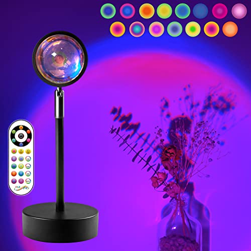Tacopet Sunset Night Light Projector Sunset Projection Light with Remote Mood Lighting UFO Rainbow Colorful Sunlight lamp Led Multiple Colors Changing for Home Bedroom - Multicolored