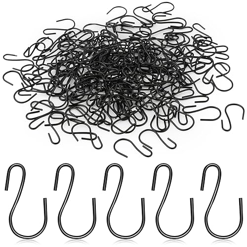 KINBOM 120pcs 1 Inch Mini S Hooks for Hanging, S Shaped Hooks Small S Hooks Metal Mini Ornament Hooks for Crafts Jewelry Hanging Pot Plants (Black)