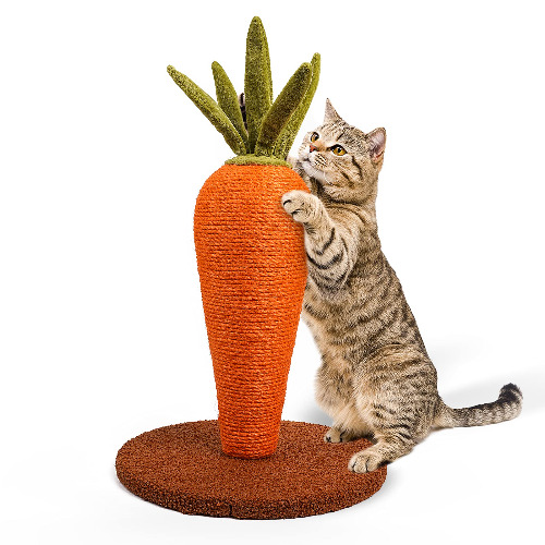 21” Tall Cat Scratching Post for Indoor Cats by YOUMI, Sisal Scratch Posts, Sisal Cat Post, Sisal Cat Scratcher for Large Cats and Kittens - carrot
