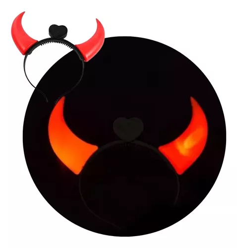 Vincha Diablita X 1 Led Cuernitos Luminosos Cotillon Color Rojo