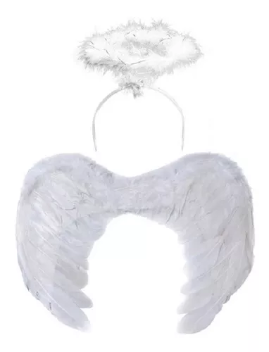 Combo Angel Blanco - Alas Blancas Y Aureola Blanca