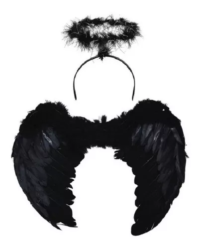 Combo Angel Negro - Alas Negras Y Aureola Negra