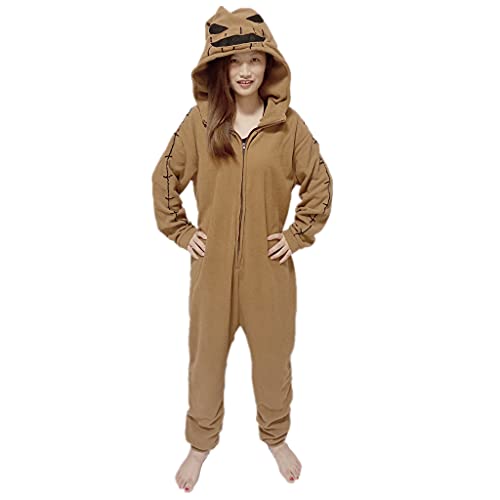 DUNHAO COS Oogie Boogie Costume Onesie Pajamas Jumpsuit Adult Nightmare Villain Cosplay Costume - S