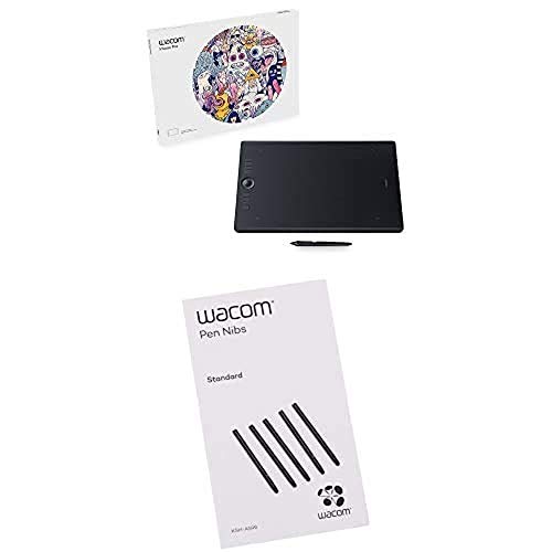 Wacom Intuos Pro Stifttablett Größe L, Grafiktablett + Wacom Standard Stiftspitzen, schwarz 5-TLG - L - 2. Generation mit Stiftspitzen