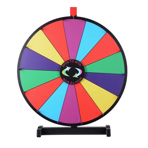 WinSpin 24" Heavy Duty Spinning Prize Wheel Large 14 Slots Tabletop Color Roulette Wheel with Dry Erase Marker & Eraser for Trade Show Fortune Spinning Game, Classic Series - 24 Inch