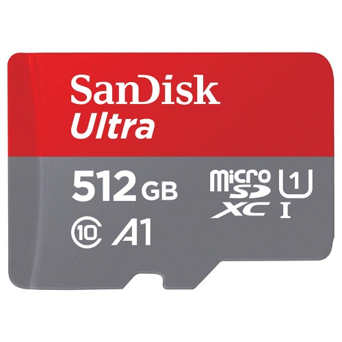 SanDisk 512GB Ultra microSDXC UHS-I-kort, + SD-Adapter, med upp till 150 MB/s, med A1 Prestandaklass, Kort 10, U1