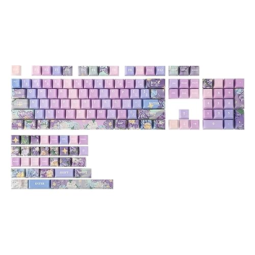 KiiBOOM Violet Cherry Profile Keycaps Set, 133 Keys PBT Custom Keycaps for ANSI Layout, MX Switches Gaming Mechanical Keyboard - Violet Top-Printed