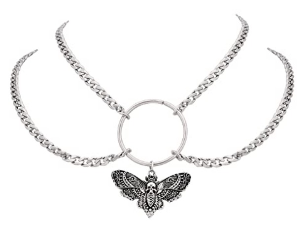 Sacina Goth Butterfly Luna Moth Choker, Goth Choker, Gothic Choker, Gothic Necklace, Halloween Christmas New Year Jewelry Gift for Women - O Ring Moth