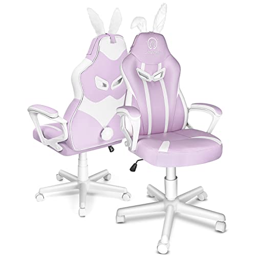 JOYFLY Gaming Chair for Girls, Kawaii Gaming Chair for Adults Kids Gamer Chair Computer Chair, Ergonomic PC Chair with Lumbar Support for Women（Light Purple） - Light-purple