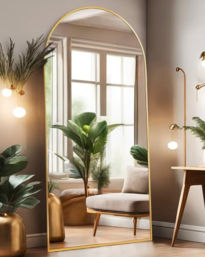 ITSRG Floor Mirror, Full Length Mirror with Stand, Arched Wall Mirror, 28"x71"Mirror Full Length, Gold Floor Mirror Freestanding, Wall Mounted Mirror for Bedroom Living Room, Gold - Gold-extra Large