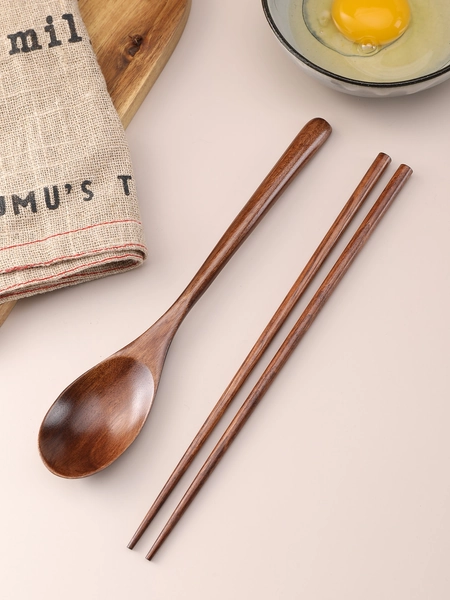 1 pieza de madera Cuchara & 1 par Palillos
