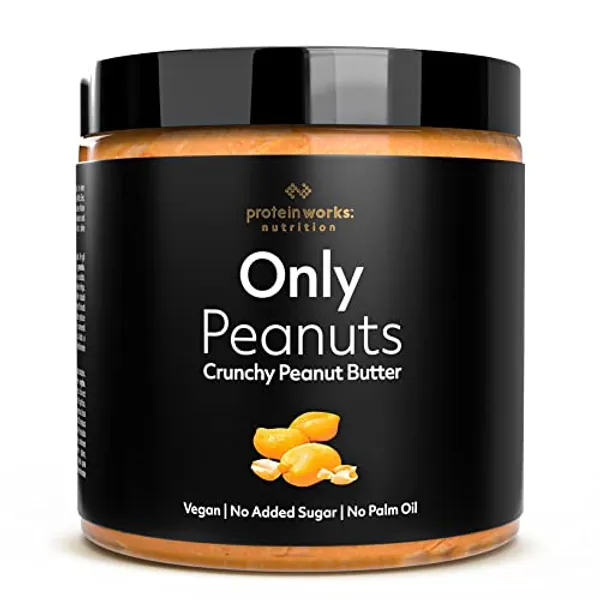 Protein Works, Burro di arachidi Croccante, Peanut Butter naturale al 100%, Vegano, Senza zuccheri aggiunti, conservanti od olio di palma, Protein Works, 500g - Croccante - 500g
